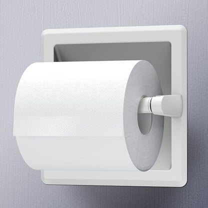 Gatco 754 Recessed Pivoting Toilet Paper Holder, Wall Mounted, Heavy Duty Metal Tissue Holder for Bathroom – Available in Matte White