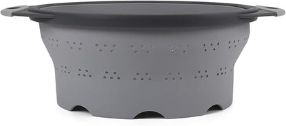 Dexas 8" Collapsible Silicone Colander in Cool Grey, Kitchen Strainer