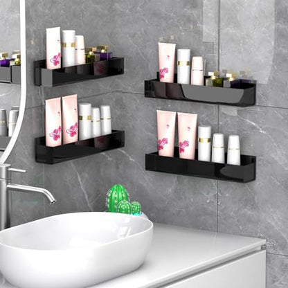PMMASTO 4-Pack Black Acrylic Spice Rack Organizers for Cabinet Doors