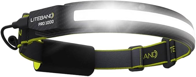 LED Headlamp, Liteband PRO 1000 Lumens Super Bright Head Lamp, Rechargeable Battery Powered Tactical Headlamps, Camping, Running, Hard Hat Light, Best Rated Hands Free Forehead Flashlight, Carbon