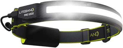 LED Headlamp, Liteband PRO 1000 Lumens Super Bright Head Lamp, Rechargeable Battery Powered Tactical Headlamps, Camping, Running, Hard Hat Light, Best Rated Hands Free Forehead Flashlight, Carbon