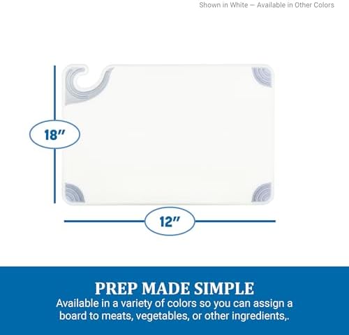 San Jamar Saf-T-Grip Plastic Cutting Board with Safety Hook, 12" x 18" x 0.5", Purple