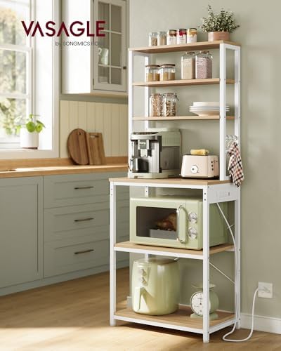 VASAGLE Coffee Bar, 23.6 Inches 6-Tier Baker's Rack with 6 Hooks