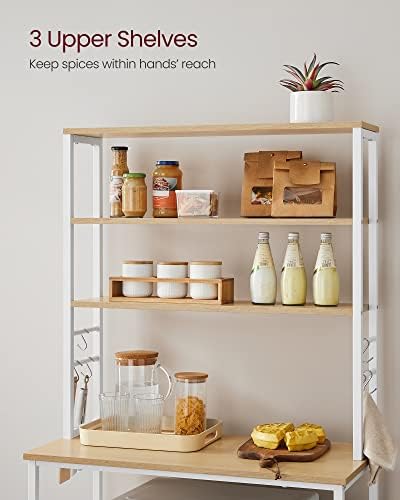 VASAGLE Coffee Bar, 31.5 Inchs 6-Tier Baker's Rack with 6 Hooks
