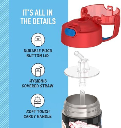 THERMOS FUNTAINER Water Bottle with Straw, 12oz, Hot Wheels