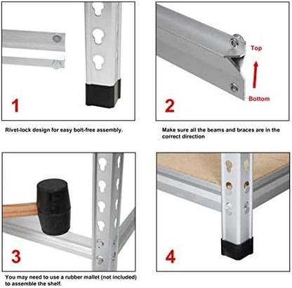 Amazon Basics 5-Tier Medium Duty Storage Shelving, Garage Storage Rack, Double Post Press Board Shelf, Adjustable, Easy Assembly, Space-Saving, Aluminum, 48" x 18" x 72"