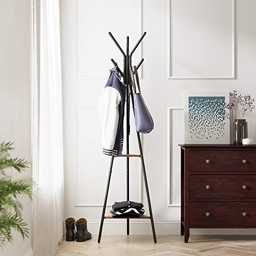 VASAGLE Coat Rack Freestanding, Hall Tree with 2 Shelves