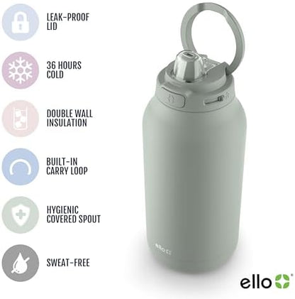 Ello Hydra 64oz Half Gallon Vacuum Insulated Stainless Steel Jug, Sage