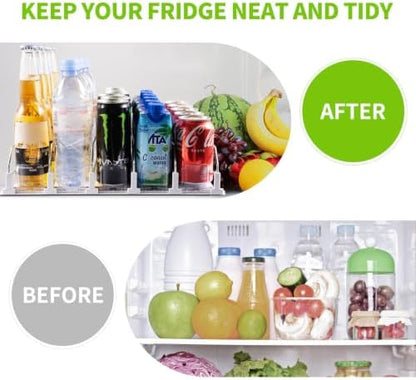 Coanto Drink Organizer for Fridge, Soda Can Organizer for Refrigerator with Automatic Pusher Glide, Adjustable Width Drink Dispenser for Fridge, Holds up to 25 Cans or Bottles, 5 Row