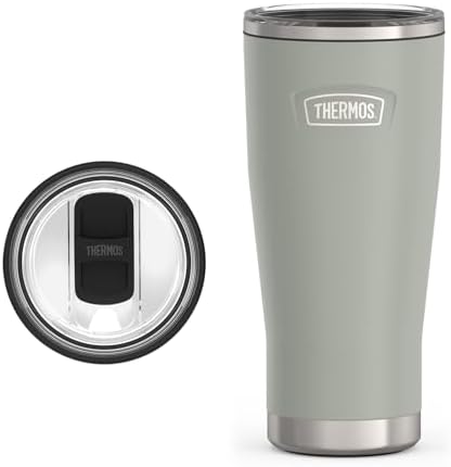 THERMOS Icon Series 24oz Stainless Steel Tumbler with Slide Lock Lid, Leakproof, Fits Cupholder, Dishwasher Safe, Griptec™ Non‑Slip Base, Keeps Drinks Hot 6 Hrs/Cold 22 Hrs, River Rock