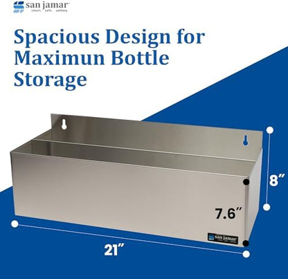 San Jamar B5522D Stainless Steel Double Rail Speed Rack Bottle Holder, 21-1/8" Width x 7-5/8" Height x 8" Depth