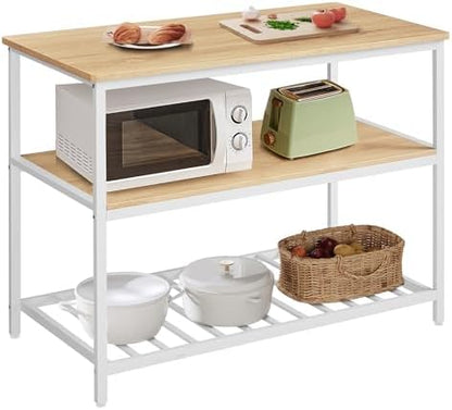 VASAGLE Kitchen Island with 3 Shelves, Storage Cabinet, Steel Structure