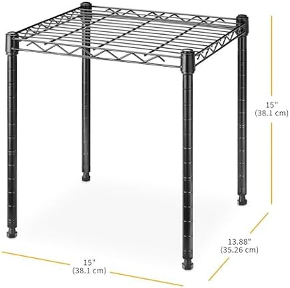 Whitmor 1 Tier Supreme Stacking Shelving Unit, Wire Metal Home Storage Organizer, 15" L x 14" W x 15" H, Black
