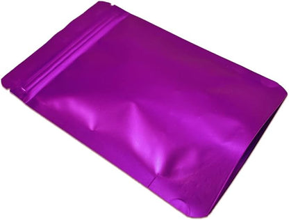 PABCK 50 Pieces 4.3x6.3 inch(Inside Size 3.5x3.9 inch) Stand-Up Resealable Heat Seal Bags 3.55mil Thick Frosted Purple Foil Sealed Bags for Zip Packaging Lock Food Storage Pouch