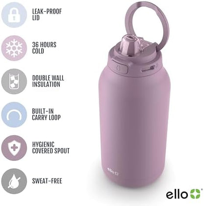 Ello Hydra 64oz Half Gallon Vacuum Insulated Stainless Steel Jug, Mauve