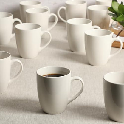 Gibson Home Great Essentials 12 Ounce Porcelain Coffee Mugs - Set of 12 - Cups for Latte, Hot Tea, Cappuccino, Mocha, Espresso, Cocoa