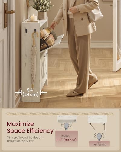 VASAGLE Narrow Shoe Storage Cabinet Organizer with 4 Flip Drawers