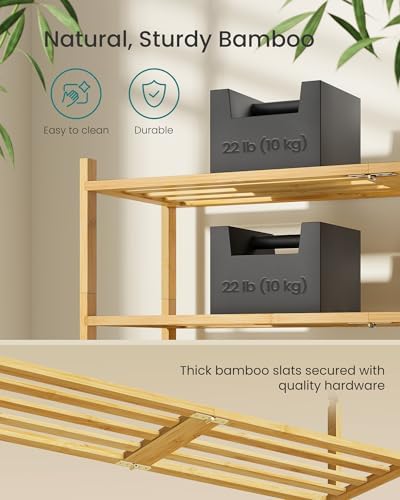 SONGMICS Bamboo Shoe Rack, 3-Tier Stackable Shoe Organizer, for 12-16 Pairs