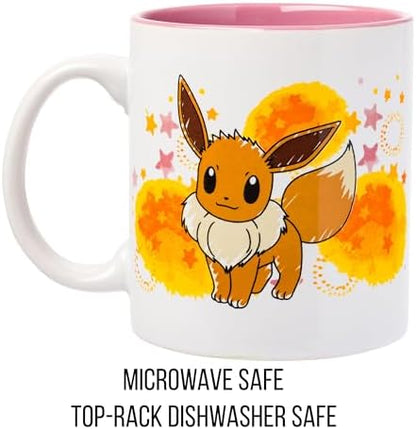 Silver Buffalo Pokémon Eevee Star Splatter, Ceramic Mug, 20oz