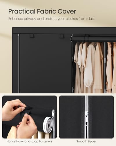 SONGMICS Portable Closet with Cover, 5 Hanging Rods and Shelves