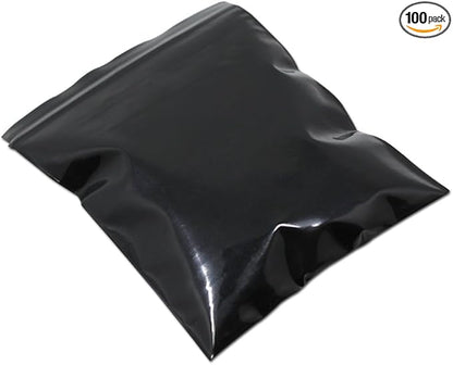 PABCK 100 Pieces 3.5x5.1 inch Black Reclosable Zip Bags 5.1mil Thickness Poly Plastic Packaging Resealable Zipper Lock Closure Bag for Storage