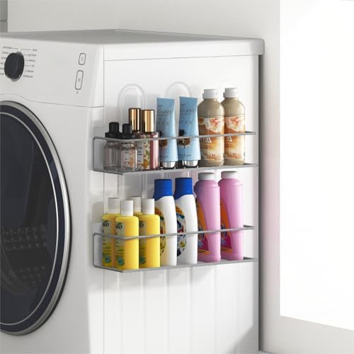 Magnetic Spice Rack For Refrigerator, Space Saving Magnetic Shelf For Fridge Grey 4 Pack With Magnetic Paper Towel Holder