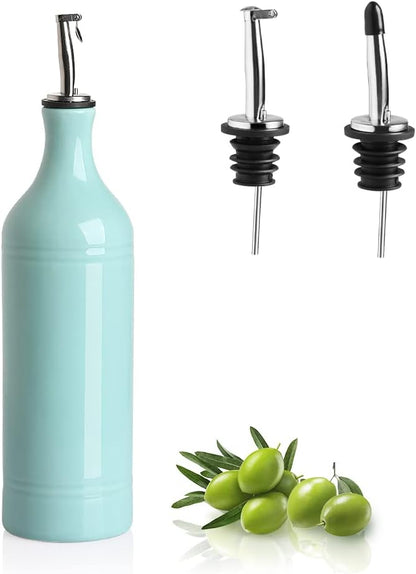 Sweejar Large Ceramic Olive Oil Dispenser Bottle, Opaque Oil Cruet Protects to