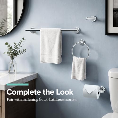 Gatco 4242 Latitude II Towel Ring | Modern Hand Towel Holder for Bathroom | Stylish Decorative Hardware, Heavy Duty Metal, EZ Ancor Mounting | Chrome