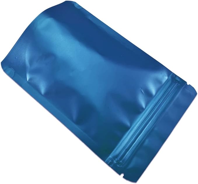 PABCK Stand-Up Resealable Heat Seal Bags 3.55mil Thick Frosted Blue Foil Sealed Bags 50 Pieces 3.35x5.1 inch for Zip Packaging Lock Food Storage Pouch