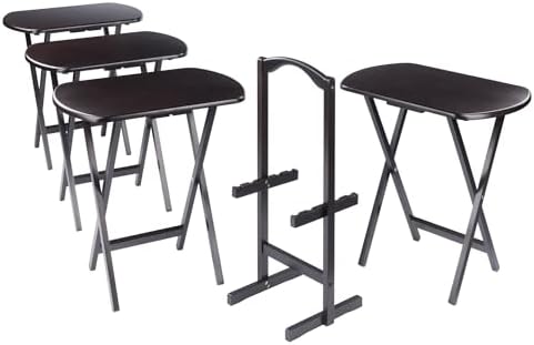 Winsome Corbett Set of 4 Oversized Foldable Snack Tables with Storage Rack