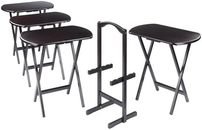 Winsome Corbett Set of 4 Oversized Foldable Snack Tables with Storage Rack