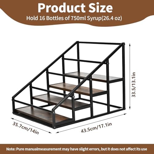 YQBRAO 2-Pack 4-Tier Coffee Syrup Organizer, 32-Bottle Total, Brown