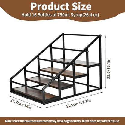 YQBRAO 2-Pack 4-Tier Coffee Syrup Organizer, 32-Bottle Total, Brown