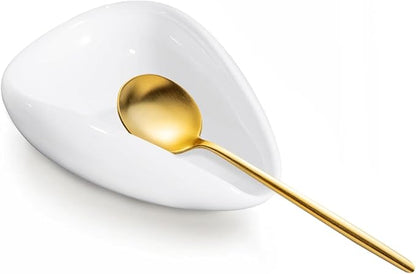 Ceramic Coffee Spoon Rest, Small White Spoon Holder