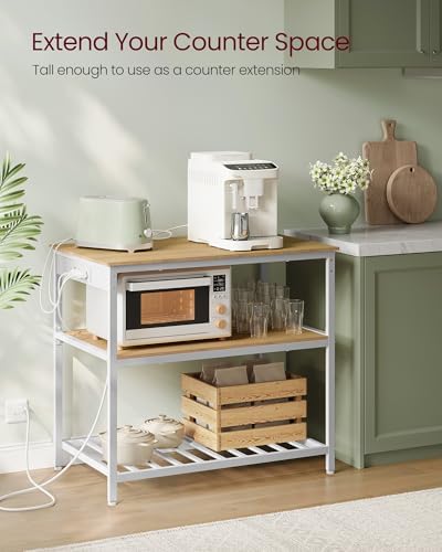 VASAGLE Kitchen Island with 3 Shelves, Storage Cabinet, Steel Structure