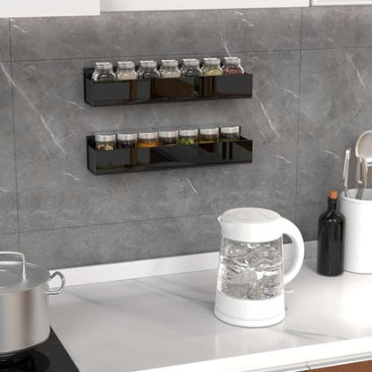 PMMASTO Adhesive Acrylic Spice Rack, Black- 2 Pack
