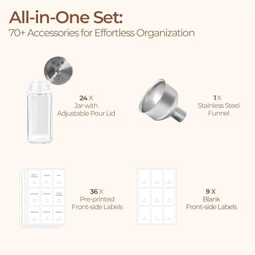 ComSaf Glass Spice Jars with Shaker Lids 4 oz 24 Pack Small Square Bulk Set
