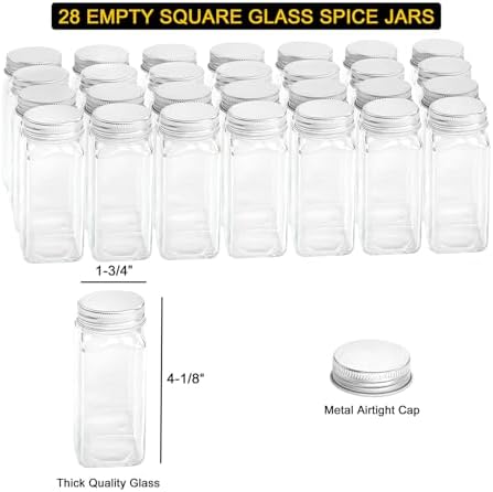 SpaceAid Spice Rack Organizer with 36 Spice Jars, 386 Spice Labels, Chalk Marker and Funnel Set for Cabinet, Countertop, Pantry, Cupboard or Door & Wall Mount - 36 Jars, 17.2" W × 10.8" H, Black
