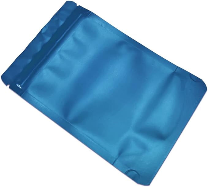 PABCK Stand-Up Resealable Heat Seal Bags 3.55mil Thick Frosted Blue Foil Sealed Bags 50 Pieces 3.35x5.1 inch for Zip Packaging Lock Food Storage Pouch
