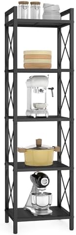 SONGMICS 5-Tier Steel Storage Rack, Shelving Unit with X Side Frames