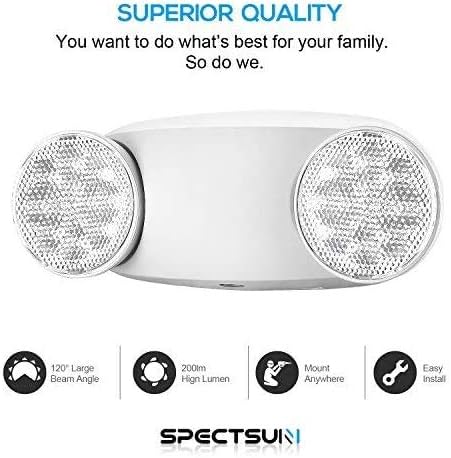 SPECTSUN 10 Pack LED Emergency EXIT Sign Lighting Combo- 120-277V Emergency Exit Lights for Home Power Failure-UL 924 Certified Commercial Emergency Light Fixtures,Ebulb Led Light Bulb