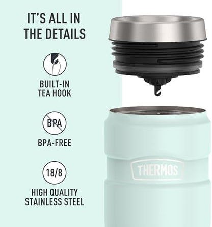 THERMOS Stainless King Stainless Steel Tumbler, 16oz, Matte Light Blue