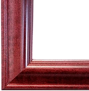 Single Diploma Frame with 5x7 Photo, Tassel and Double Matting for 8.5" x 11" Tall Diploma with Cherry 2" Frame