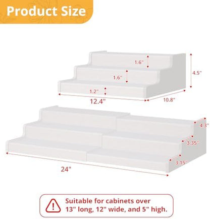 3-Tier Expandable Bamboo Can Organizer for Pantry, Holds 24 Cans, White