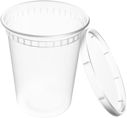 EDI [32 OZ, 40 Sets] Plastic Deli Food Storage Containers with Airtight Lids | Microwave-, Freezer-, Dishwasher-Safe | BPA Free | Heavy-Duty | Meal Prep | Leakproof | Recyclable