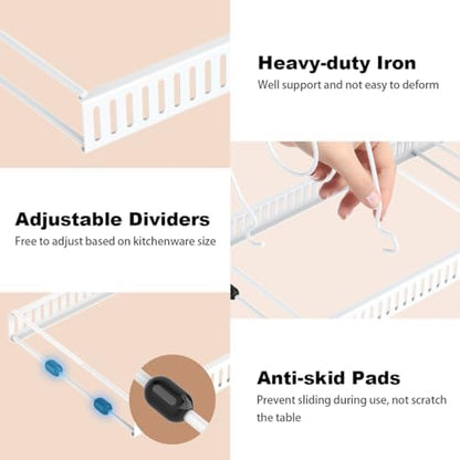 Housolution Pot and Pan Lid Organizer Holder Storage Rack, White