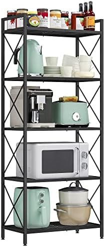 SONGMICS 5-Tier Steel Storage Rack, Shelving Unit with X Side Frames