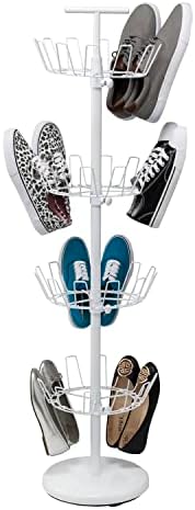Honey-Can-Do SHO-01197 Shoe Tree with Spinning Handle, White, 4-Tier, 30 lbs