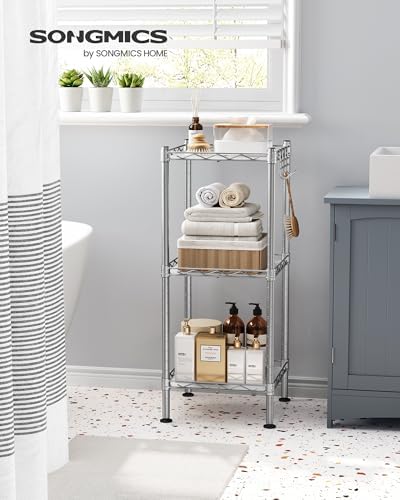 SONGMICS 3-Tier Bathroom Shelf, Storage Rack for Small Space