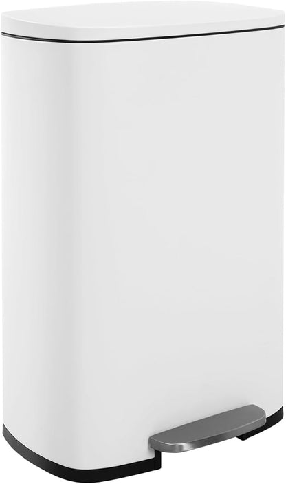 FDW | 13 Gallon Trash Can with Lid | White | Fingerprint-Proof | Made of